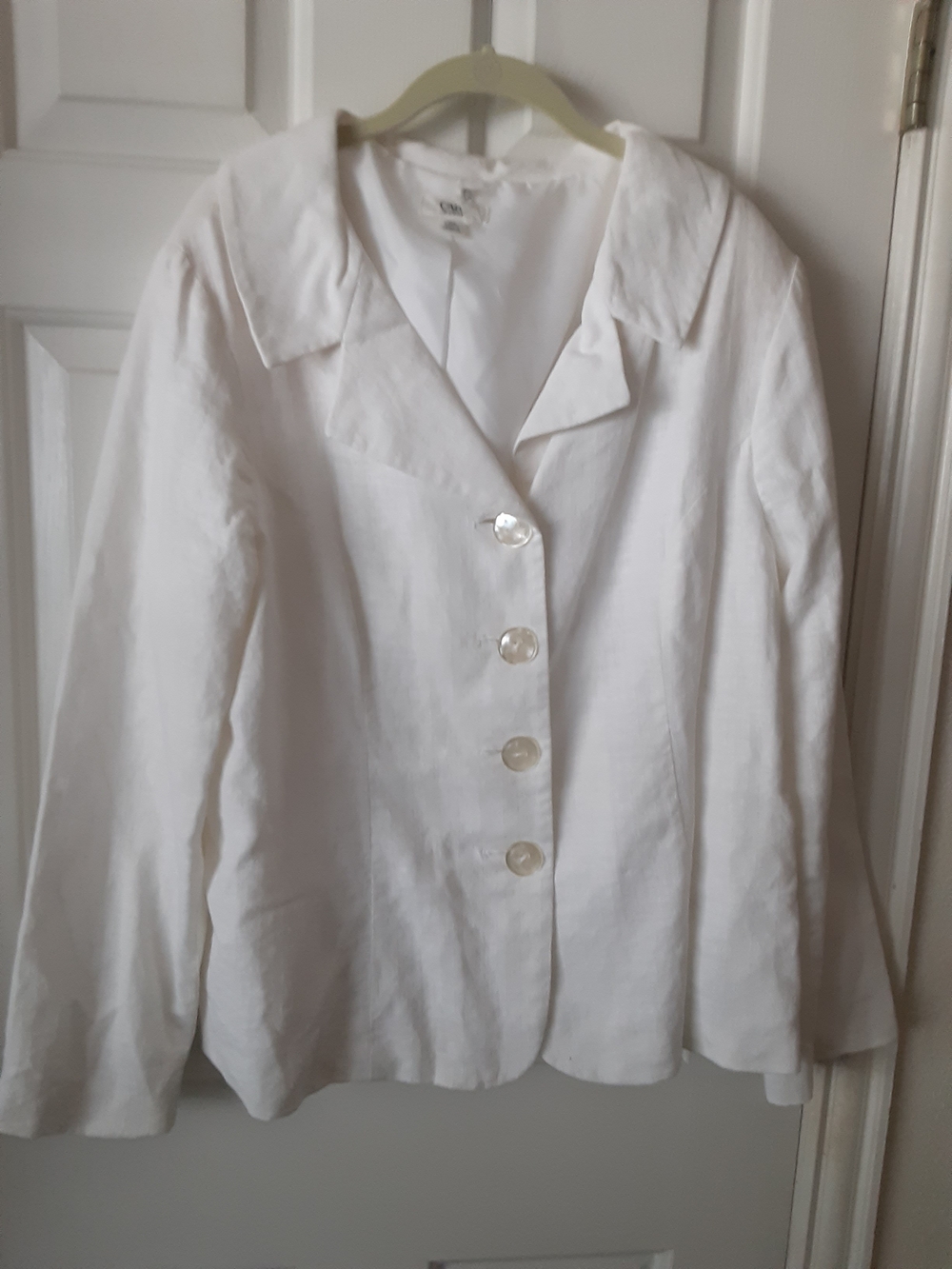 Cato Women's White Linen Blend Button-Front Jacket Size 18W
